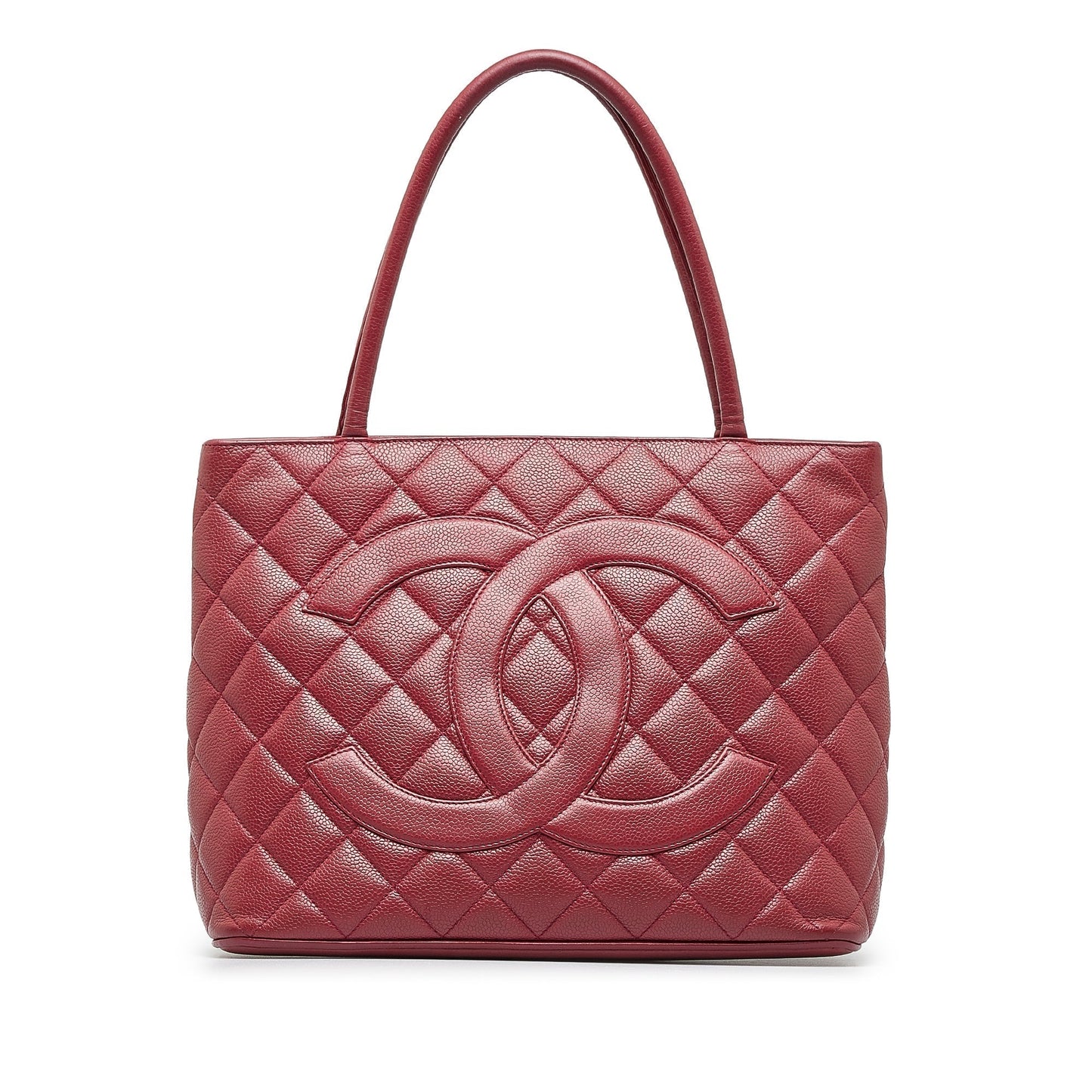 Red Chanel Caviar Medallion Tote
