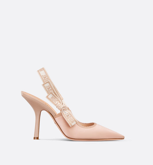 J'Adior Slingback Pump • Nude Embroidered Satin and Cotton