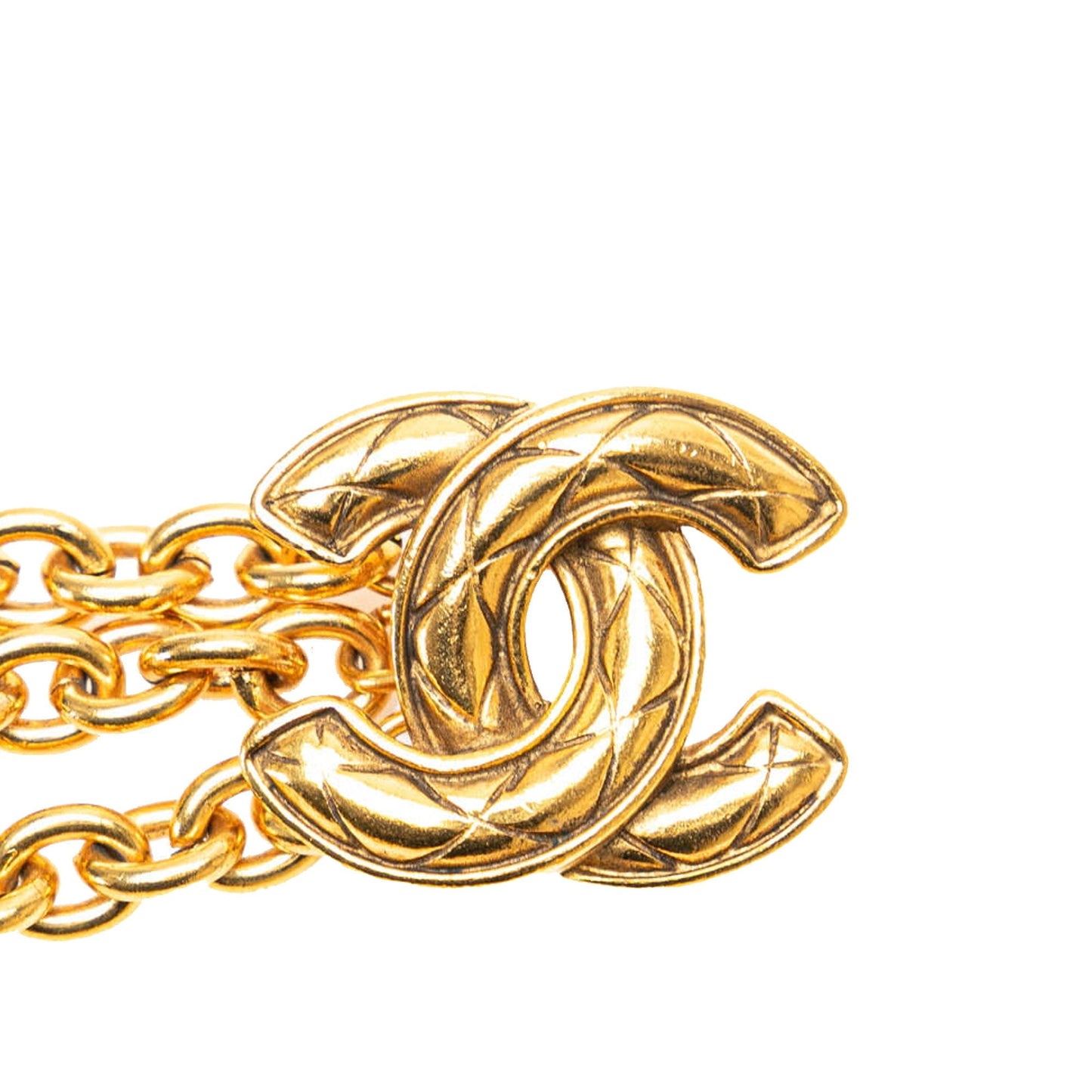 Gold Chanel Gold Plated Quilted CC Chain Belt