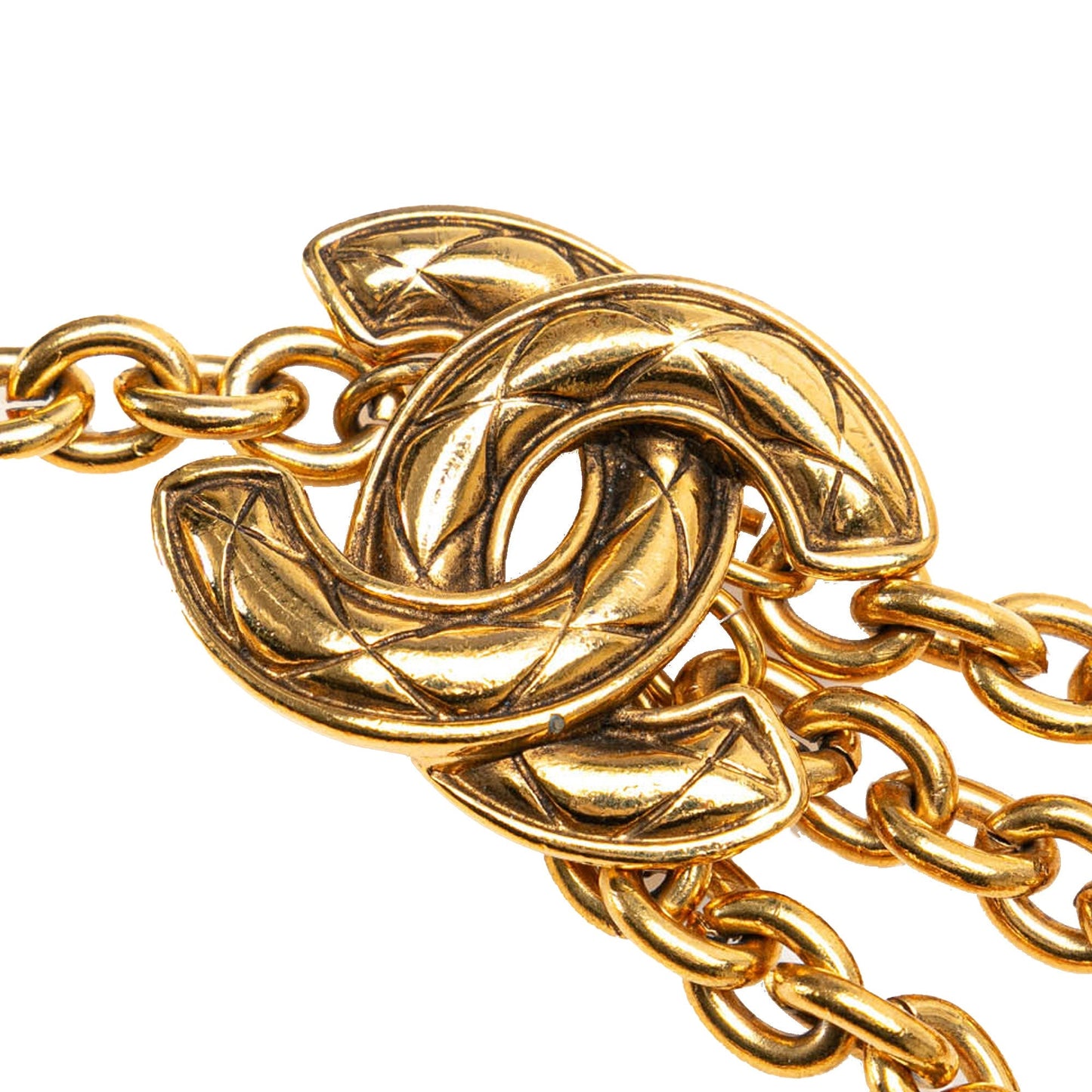 Gold Chanel Gold Plated Quilted CC Chain Belt