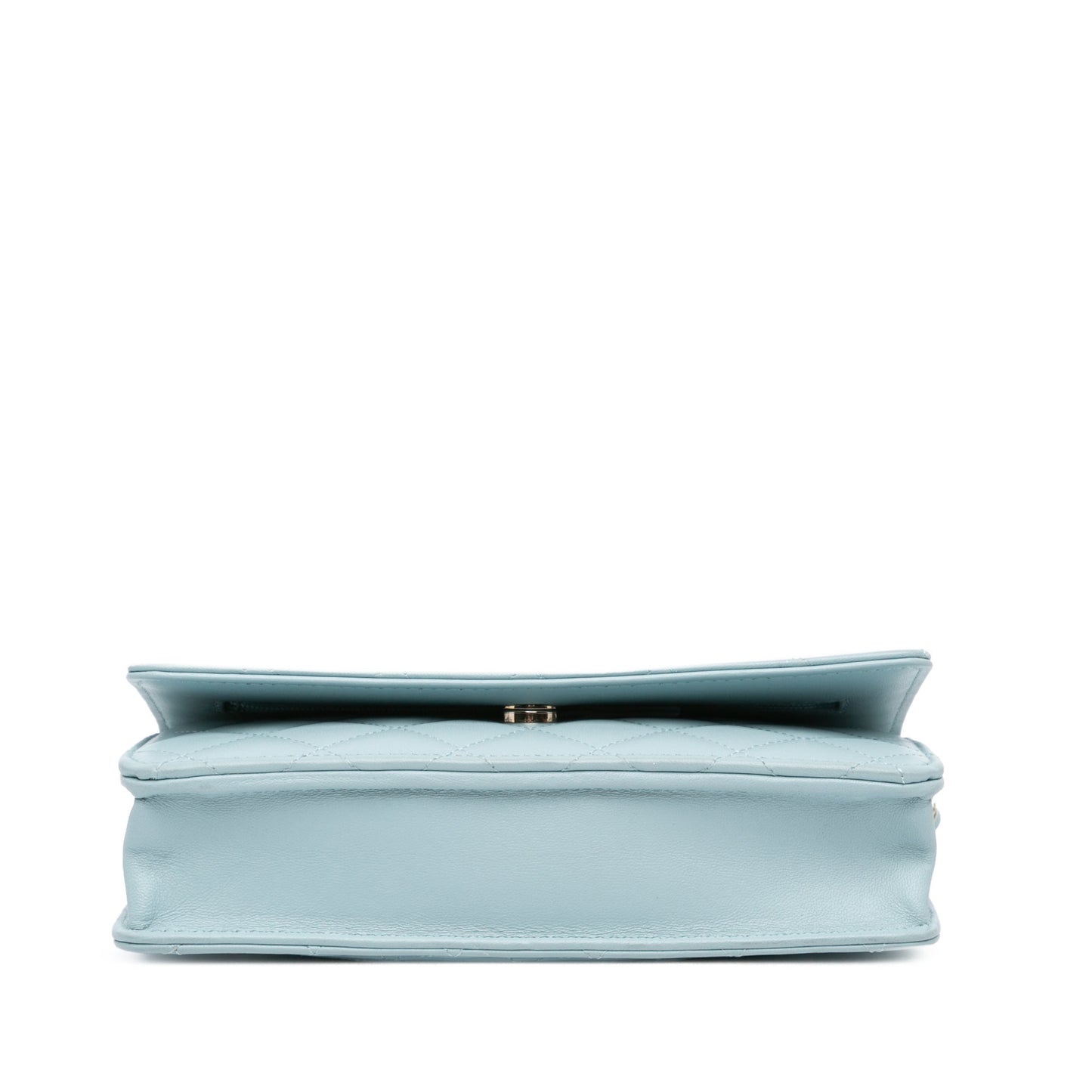 Blue Chanel CC Lambskin Pearl Wallet On Chain Crossbody Bag