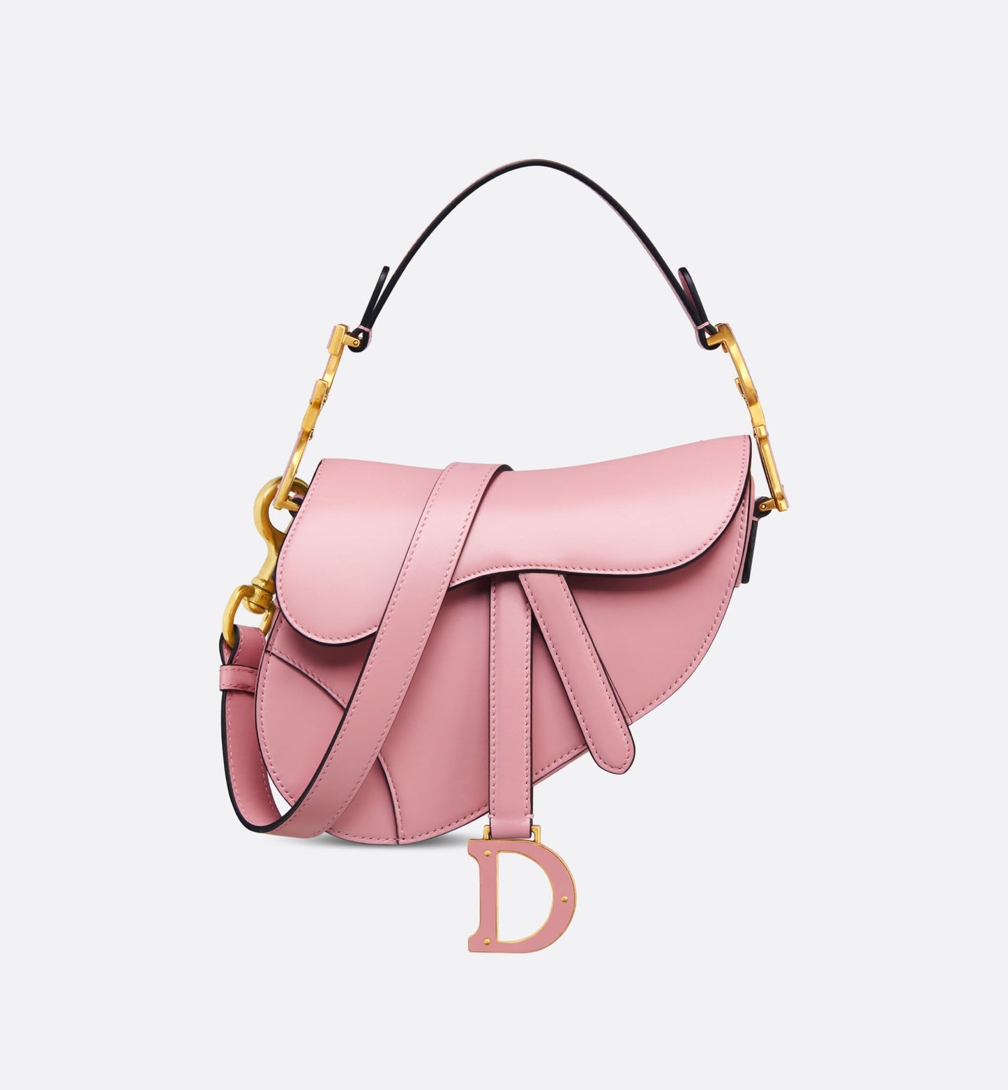 Mini Saddle Bag with Strap • Melocoton Pink Pearlescent Deerskin