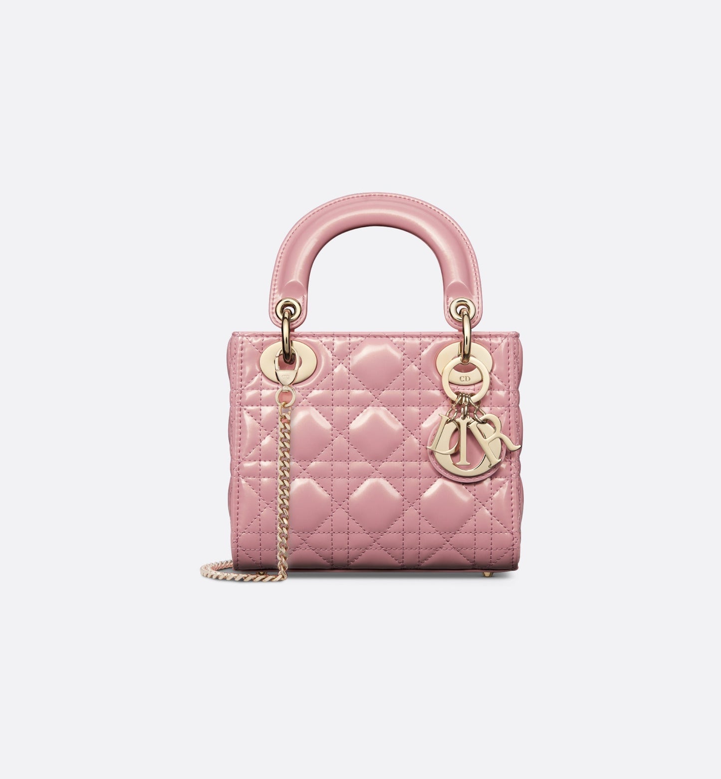 Mini Lady Dior Bag • Melocoton Pink Glossy Iridescent Cannage Calfskin