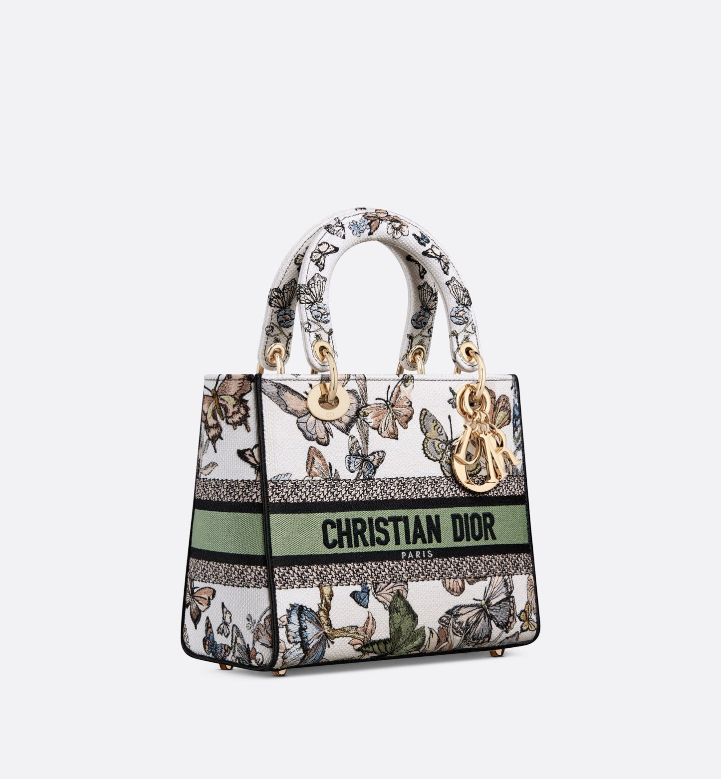 Medium Lady D-Lite Bag • White Multicolor Toile de Jouy Mexico Embroidery