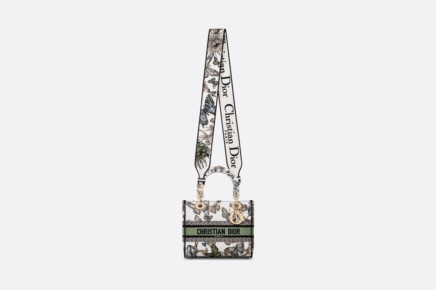 Medium Lady D-Lite Bag • White Multicolor Toile de Jouy Mexico Embroidery