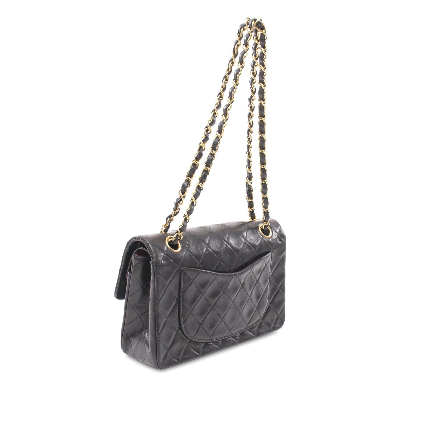 Black Chanel Small Classic Lambskin Double Flap Shoulder Bag