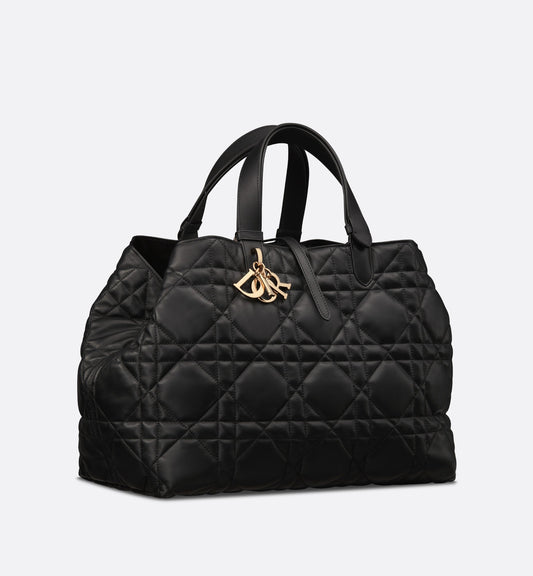 Large Dior Toujours Bag • Black Macrocannage Calfskin