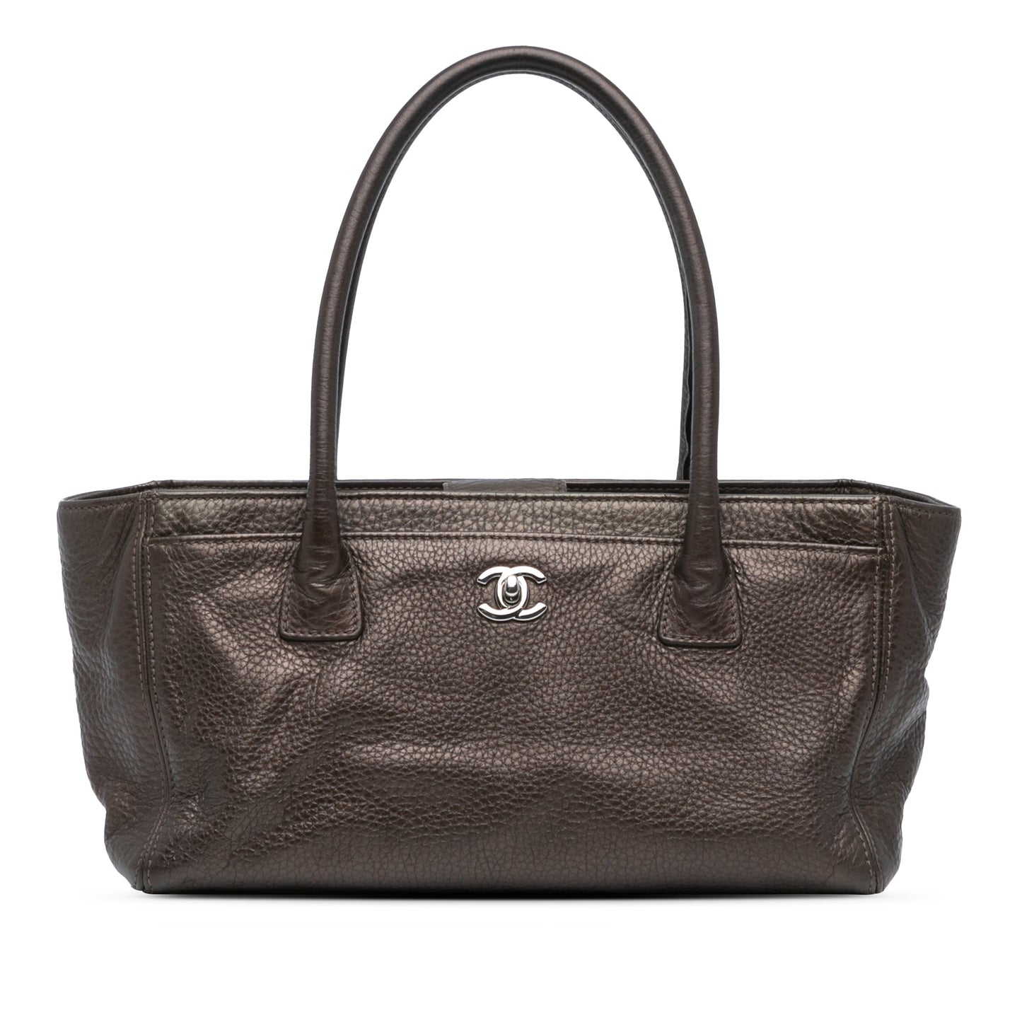 Brown Chanel Small Metallic Calfskin Executive Cerf Tote