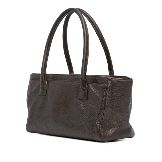 Brown Chanel Small Metallic Calfskin Executive Cerf Tote