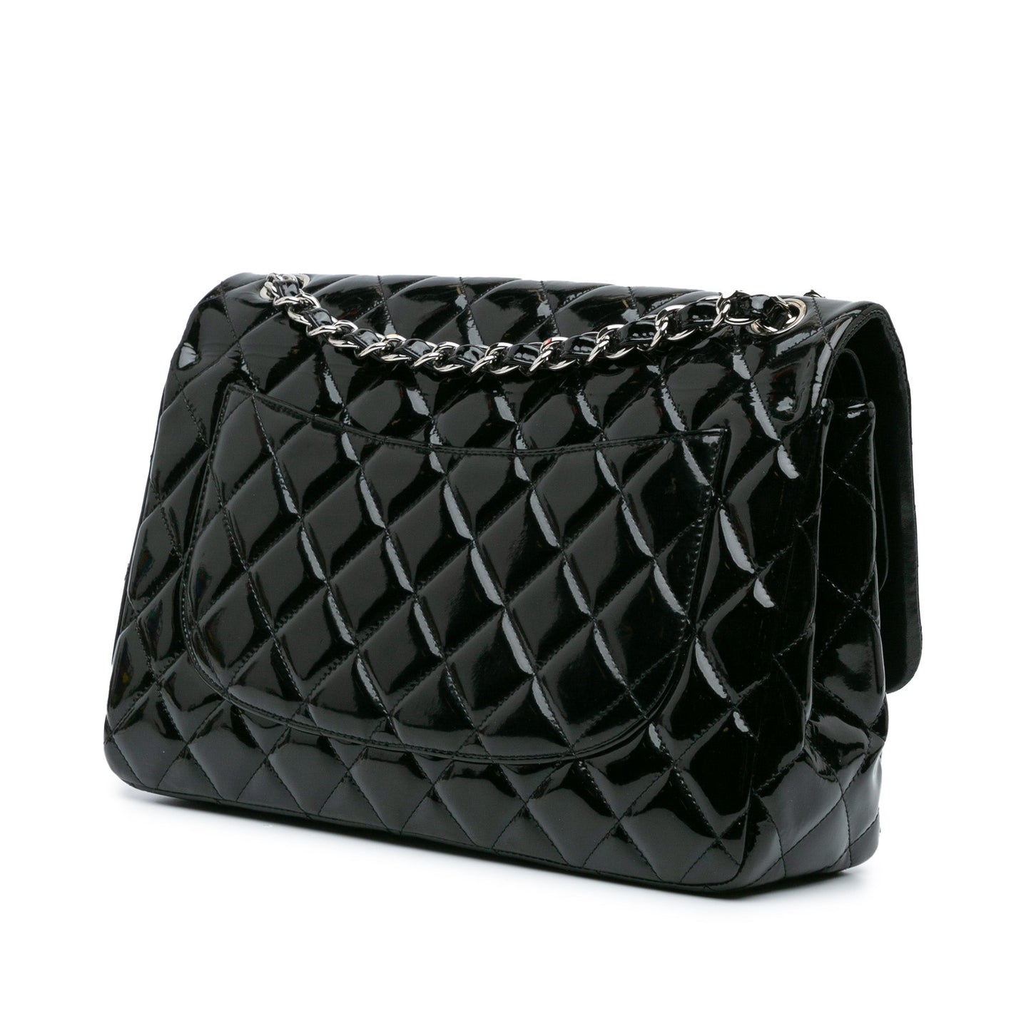 Black Chanel Jumbo Classic Patent Double Flap Shoulder Bag