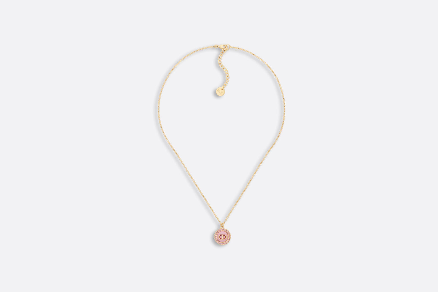Petit CD Necklace • Gold-Finish Metal, Pink Crystals and Light Pink Glass