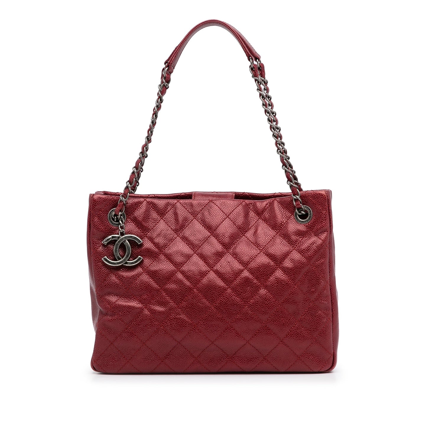 Red Chanel Small Caviar City Shopper Tote Bag
