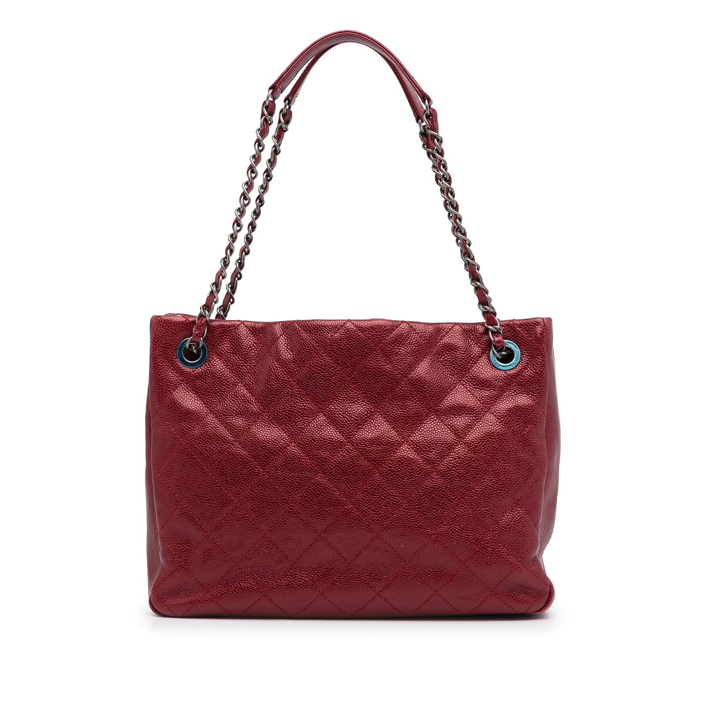 Red Chanel Small Caviar City Shopper Tote Bag