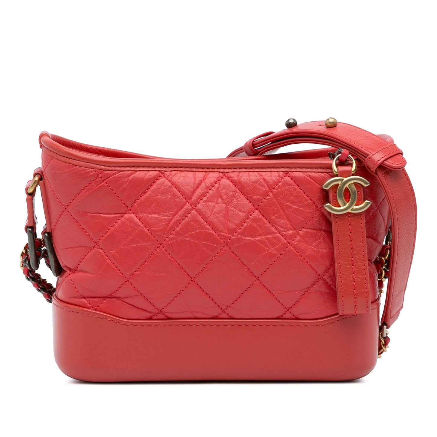 Red Chanel Small Chevron Lambskin Gabrielle Crossbody