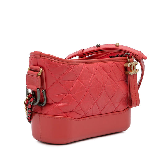 Red Chanel Small Chevron Lambskin Gabrielle Crossbody