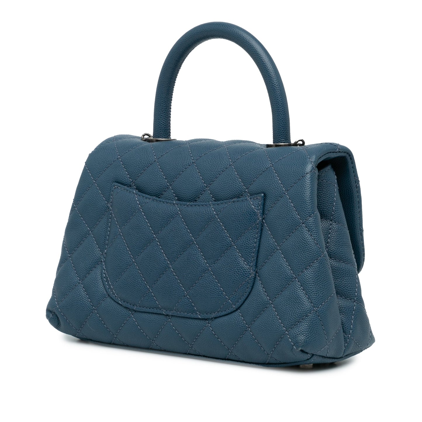 Blue Chanel Mini Quilted Caviar Coco Top Handle Bag Satchel