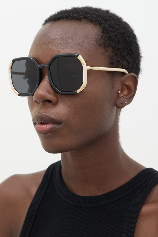 Black & Beige SPR20X Square Sunglasses
