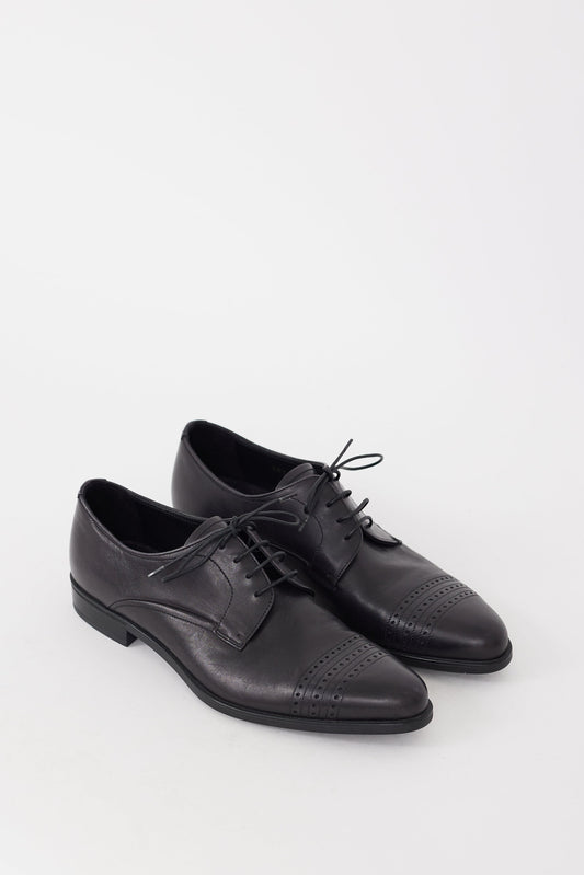Black Leather Pointed Toe Dress Shoe