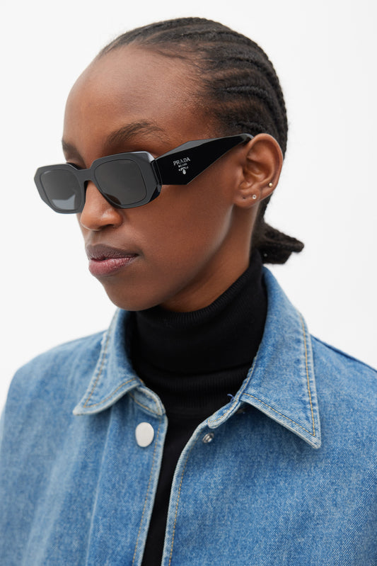 Black & Silver PR17WS Rectangular Sunglasses
