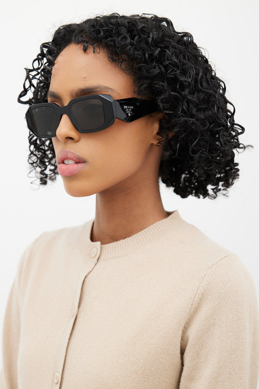 Black SPR17W Rectangular Sunglasses