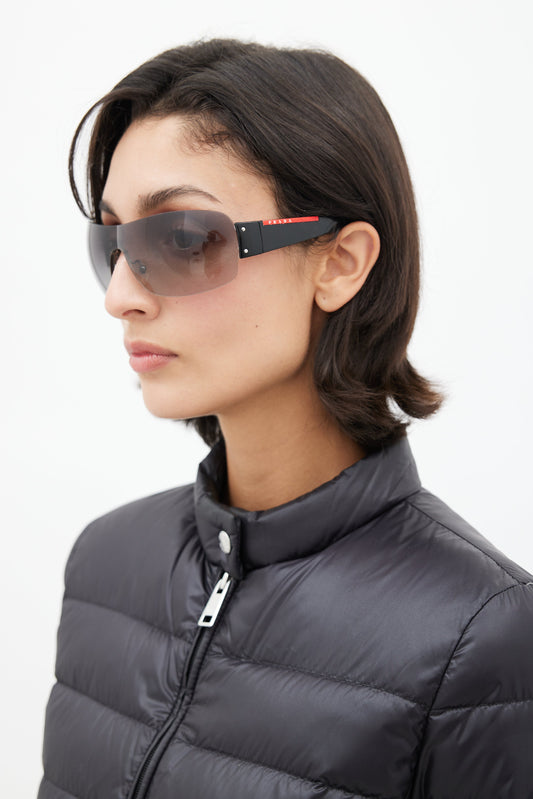 Black Sport Shield SPS07F Sunglasses