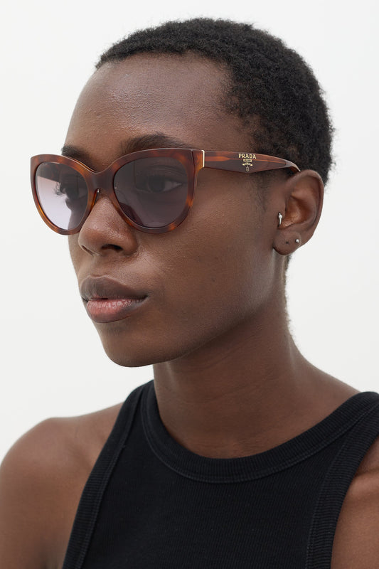 Brown SPR05P Marbled Cateye Sunglasses