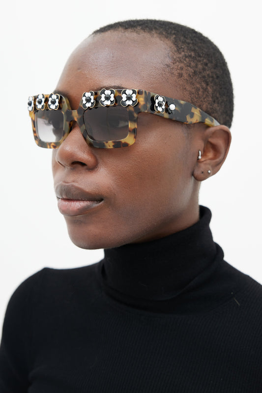 Brown SPR25P Floral Sunglasses