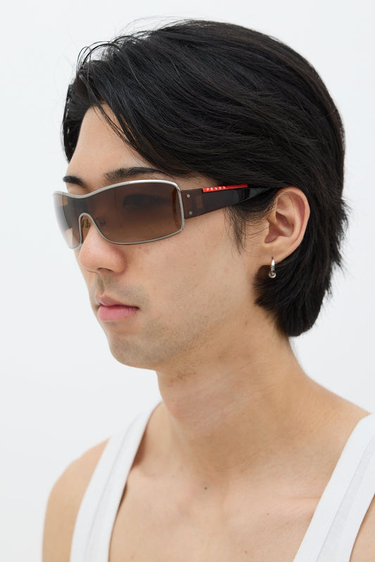 Brown SPS52E Shield Sunglasses