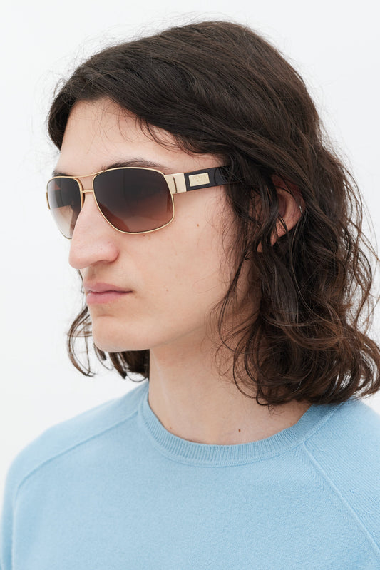 Gold & Brown SPR61L Aviator Sunglasses