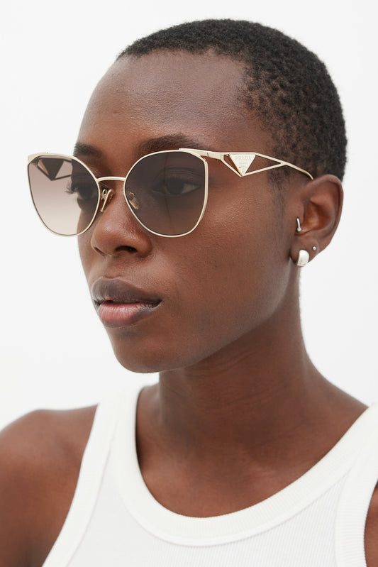 Gold & White SPR50Z Cateye Sunglasses