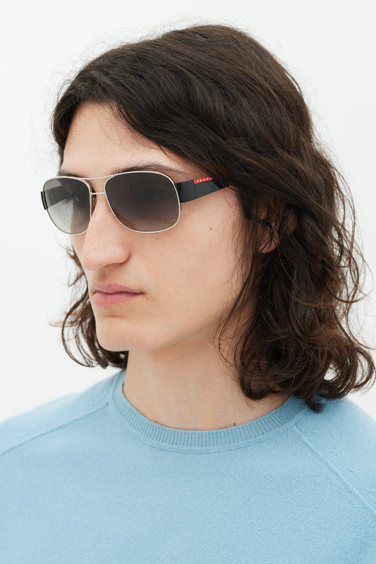 Silver & Multicolour SPS56H Aviator Sunglasses