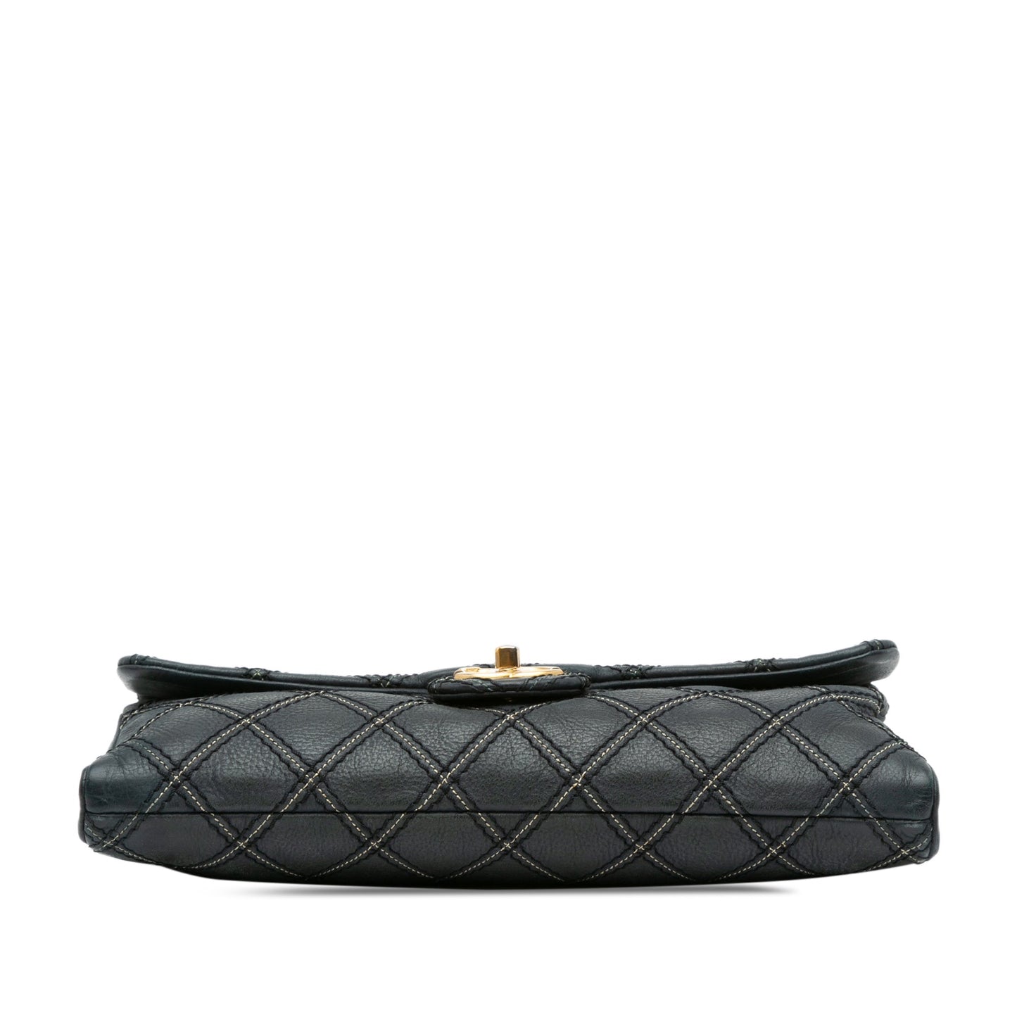 Blue Chanel Iridescent Calfskin Stitch Flap Crossbody Bag