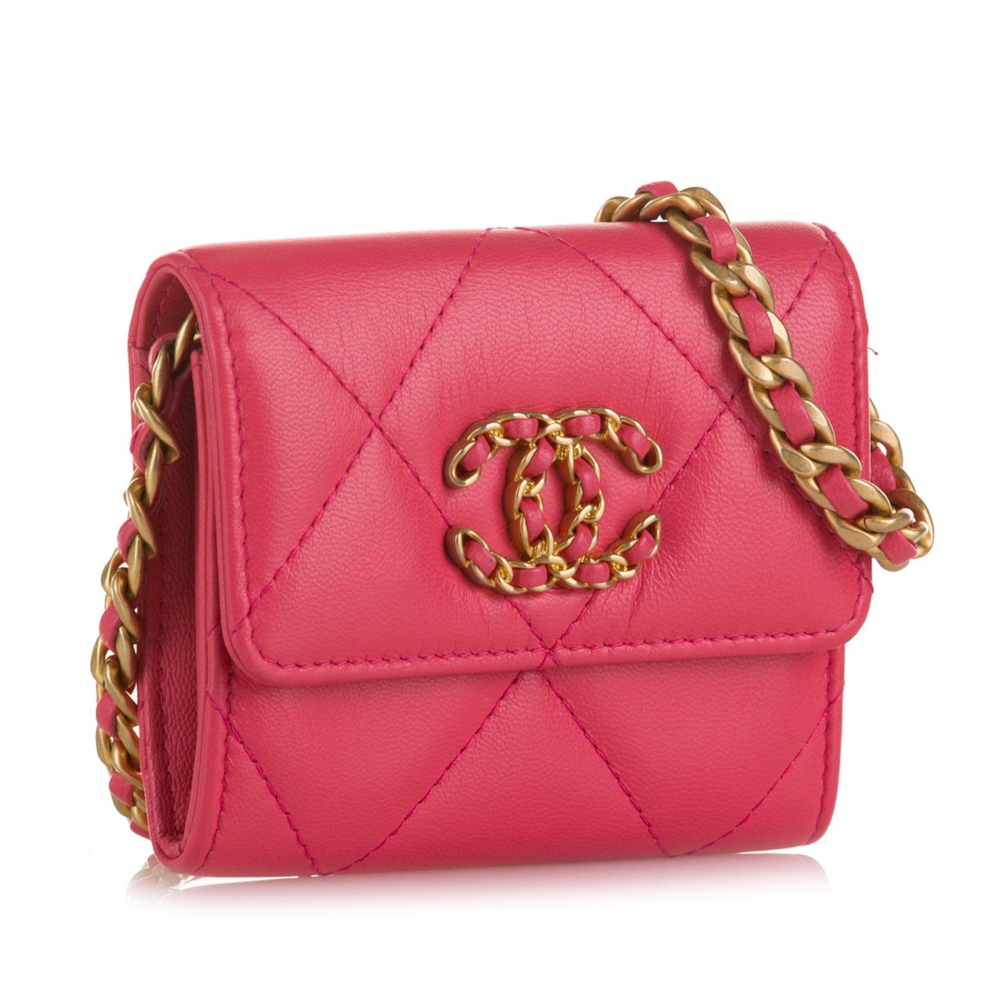 Chanel 19 WoC Pink Chevron Lambskin Gold