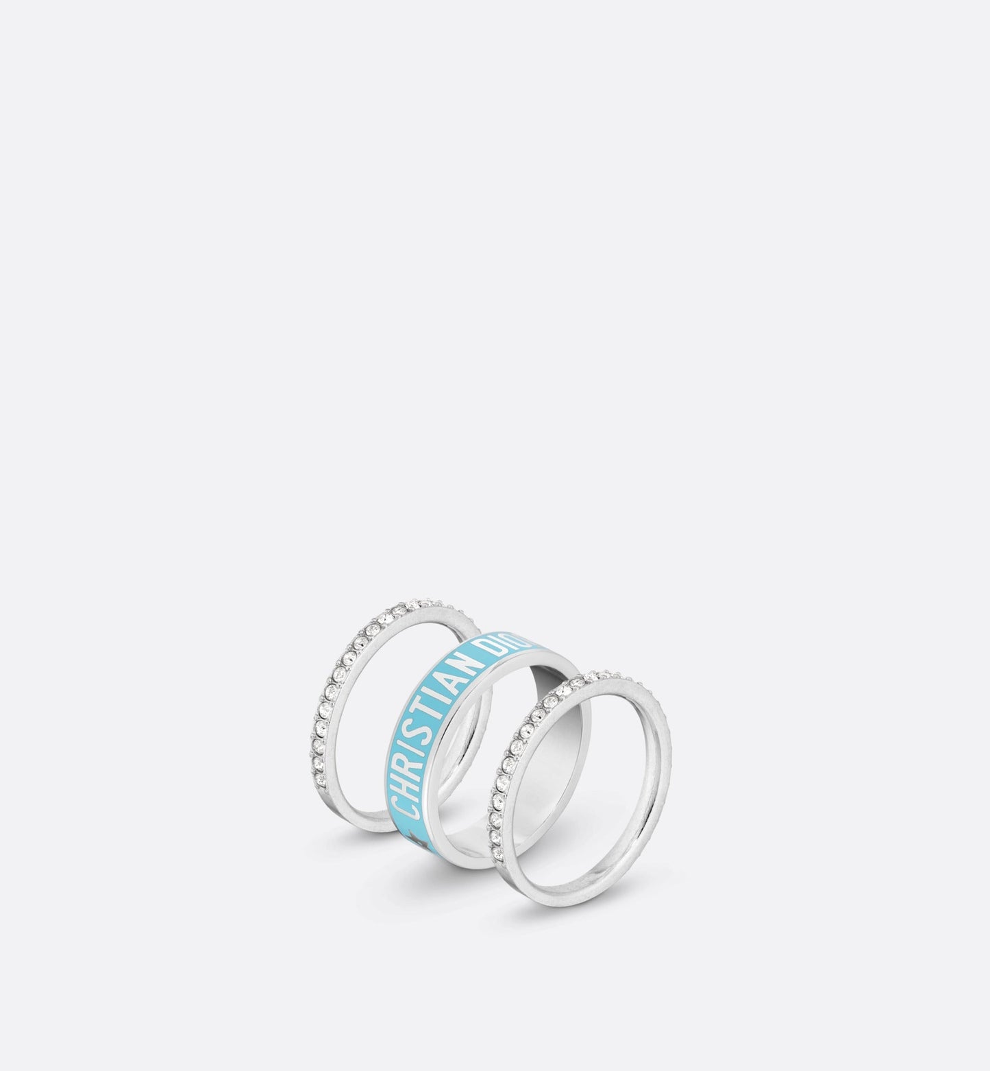 Dior Code Ring Set • Silver-Finish Metal, Silver-Tone Crystals and Turquoise Lacquer