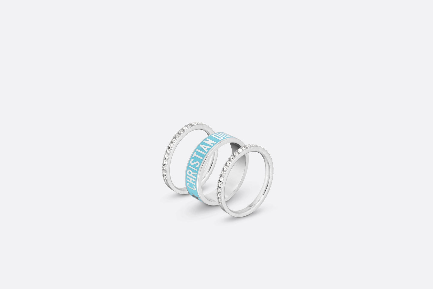 Dior Code Ring Set • Silver-Finish Metal, Silver-Tone Crystals and Turquoise Lacquer