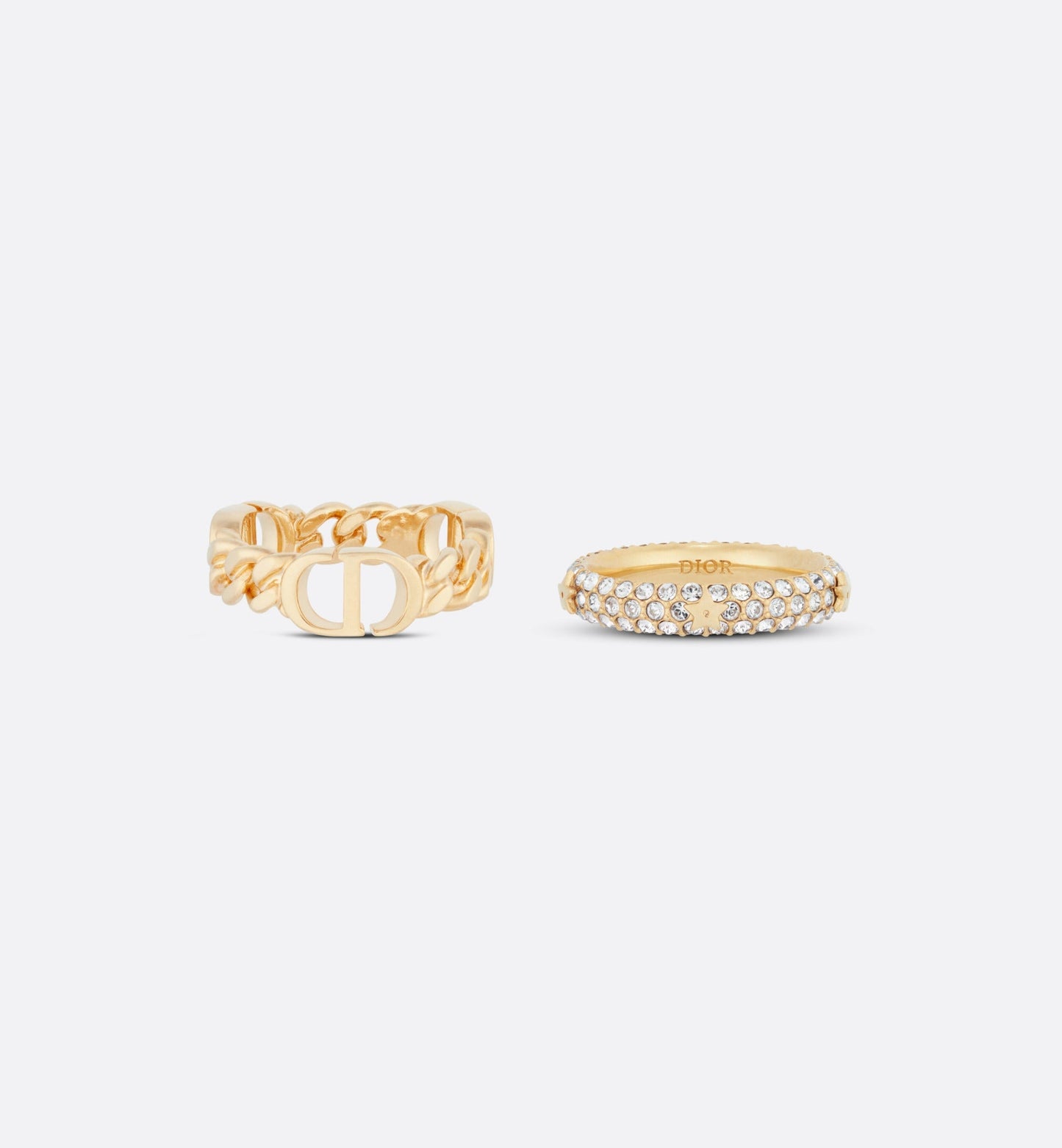 Petit CD Ring Set • Gold-Finish Metal and White Crystals