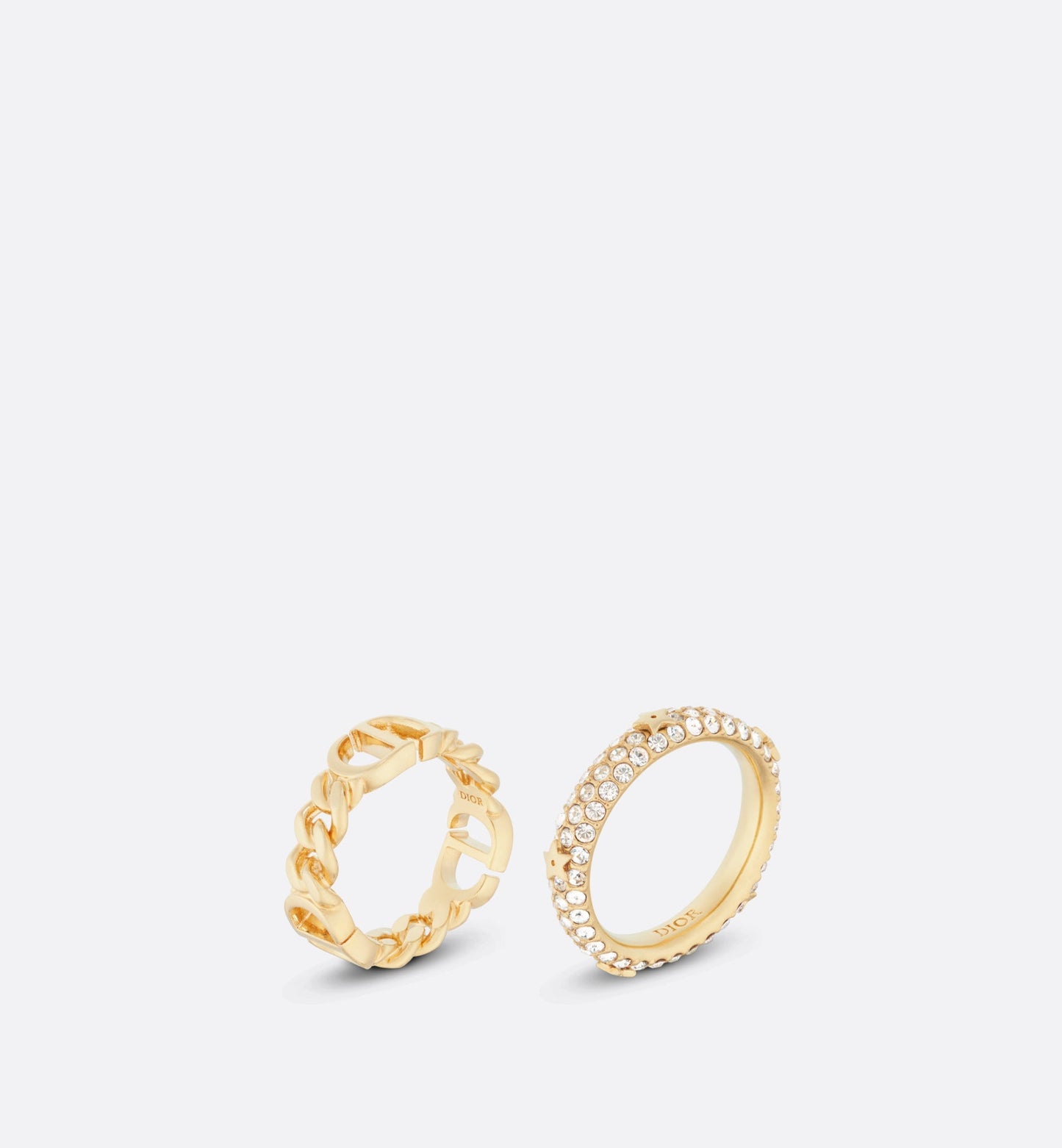 Petit CD Ring Set • Gold-Finish Metal and White Crystals