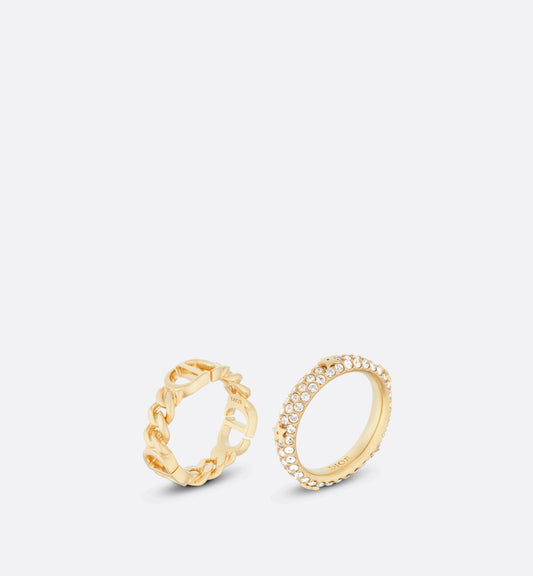 Petit CD Ring Set • Gold-Finish Metal and White Crystals