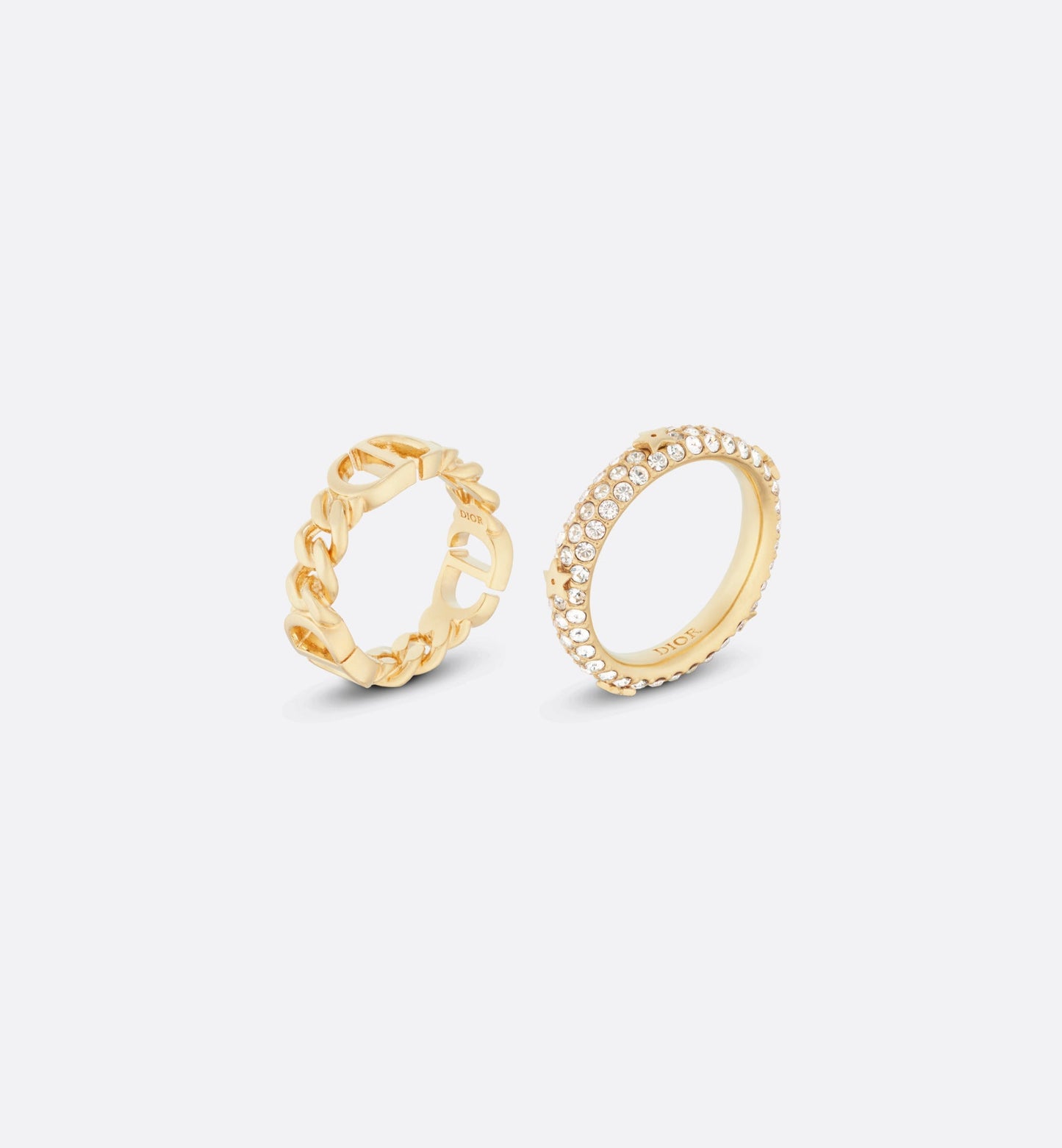 Petit CD Ring Set • Gold-Finish Metal and White Crystals