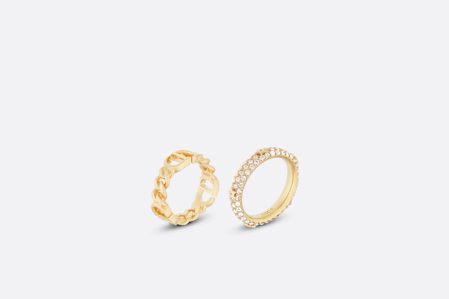 Petit CD Ring Set • Gold-Finish Metal and White Crystals