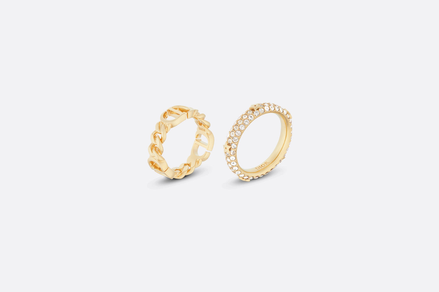 Petit CD Ring Set • Gold-Finish Metal and White Crystals