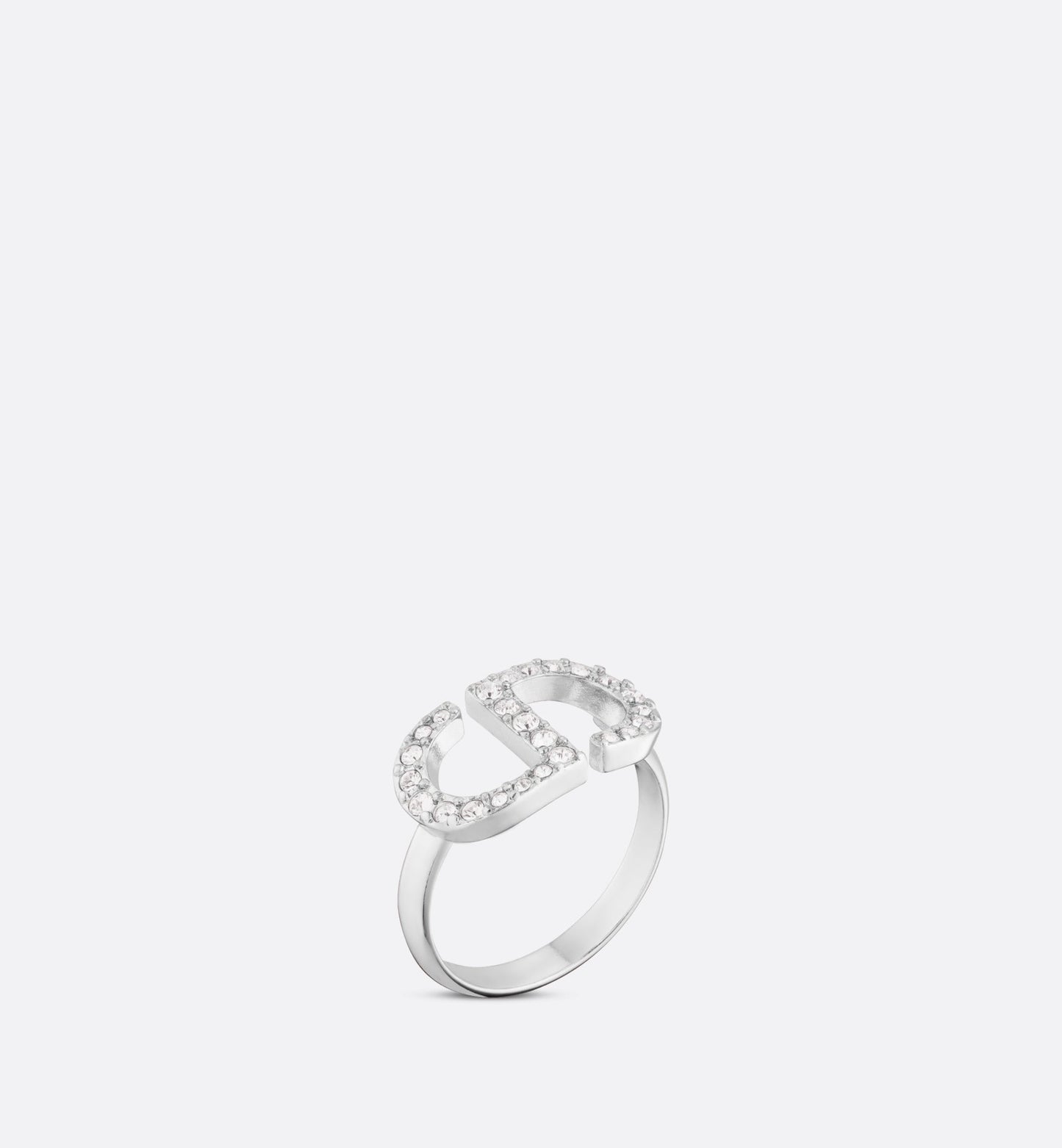 Petit CD Ring • Silver-Finish Metal with White Crystals