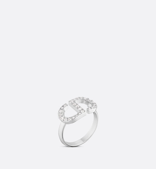 Petit CD Ring • Silver-Finish Metal with White Crystals