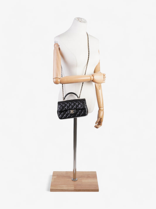 Chanel Rectangular Top Handle Bag Black Lambskin Leather Mini