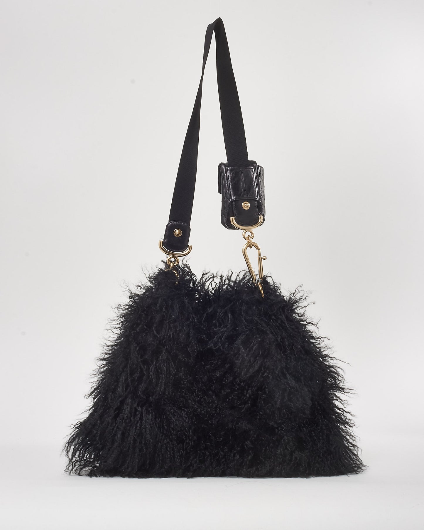 Chanel 2008/2009 Black Mongolian Lamb Fur Tibet Flap Handbag