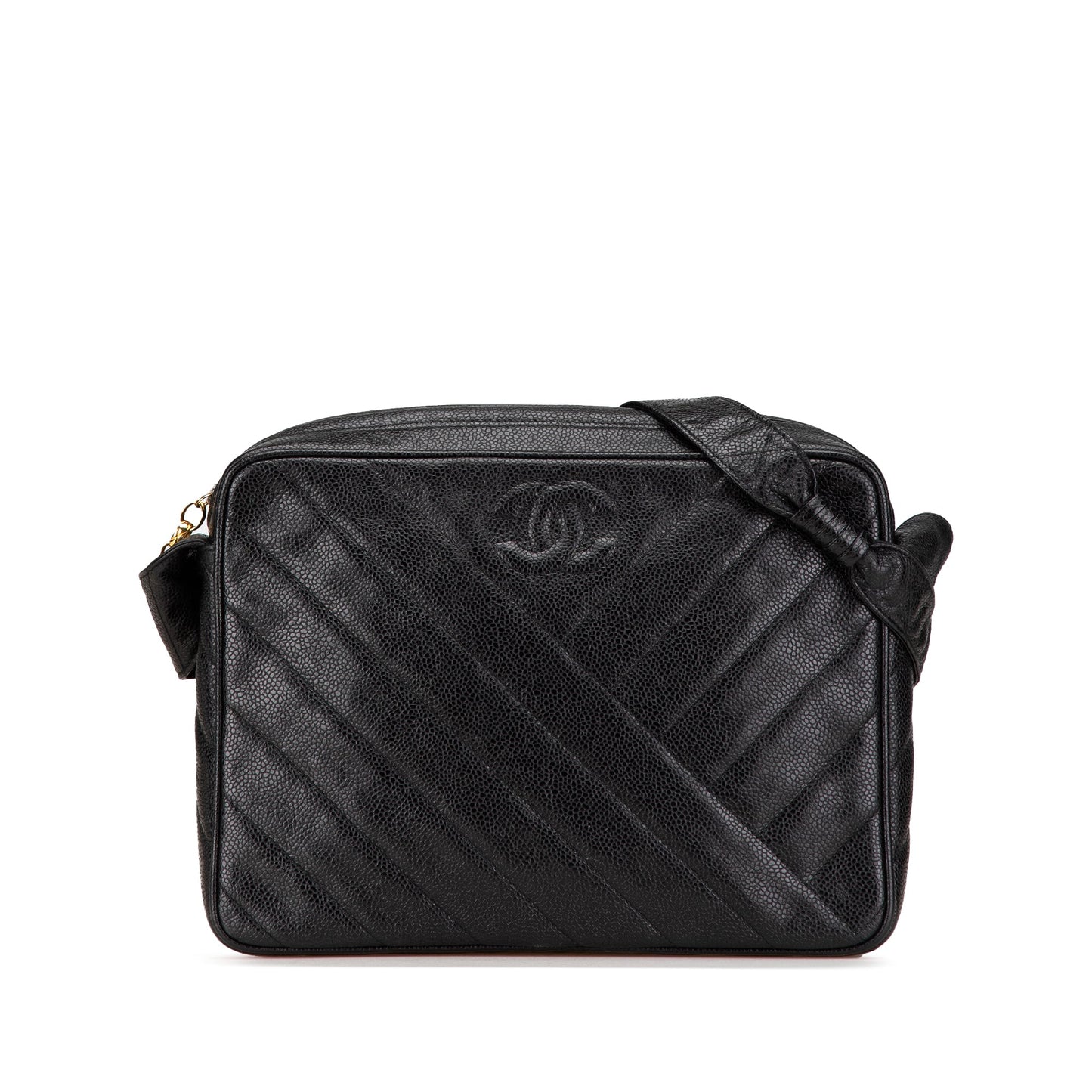Black Chanel CC Diagonal Quilted Caviar Crossbody