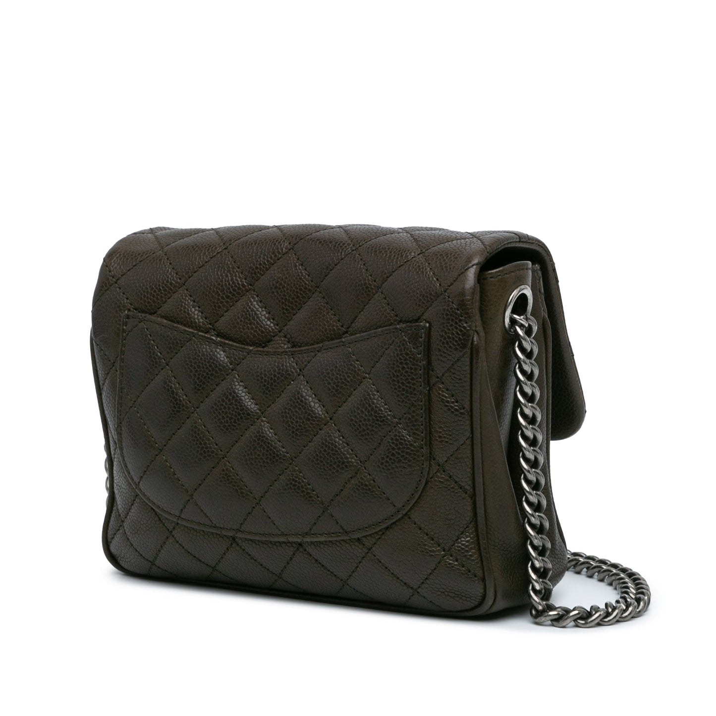 Brown Chanel CC Quilted Caviar Crossbody