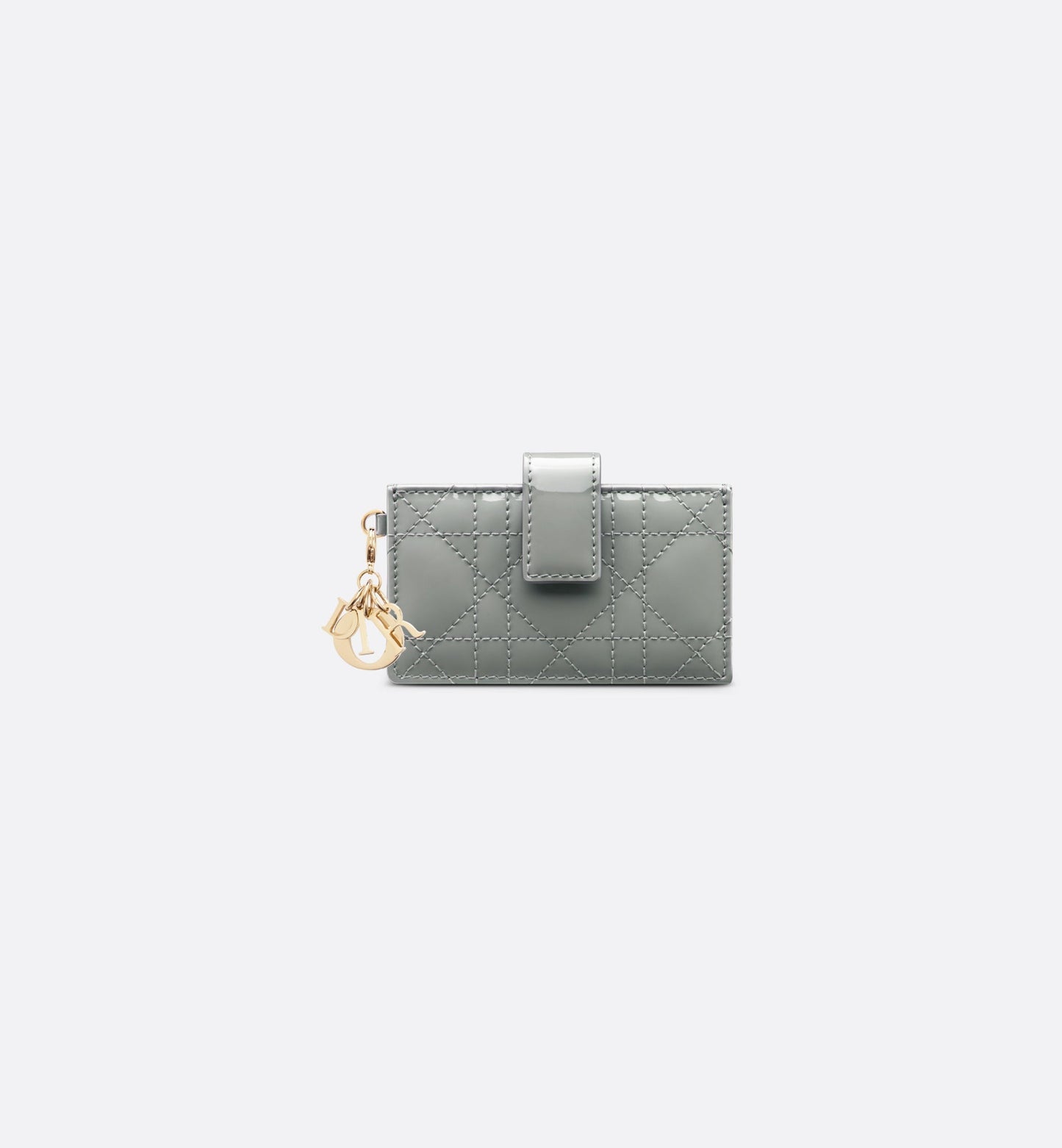 Lady Dior 5-Gusset Card Holder • Gray Stone Patent Cannage Calfskin