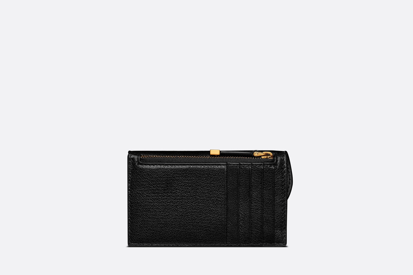 Saddle Flap Compact Zipped Card Holder • Black Goatskin