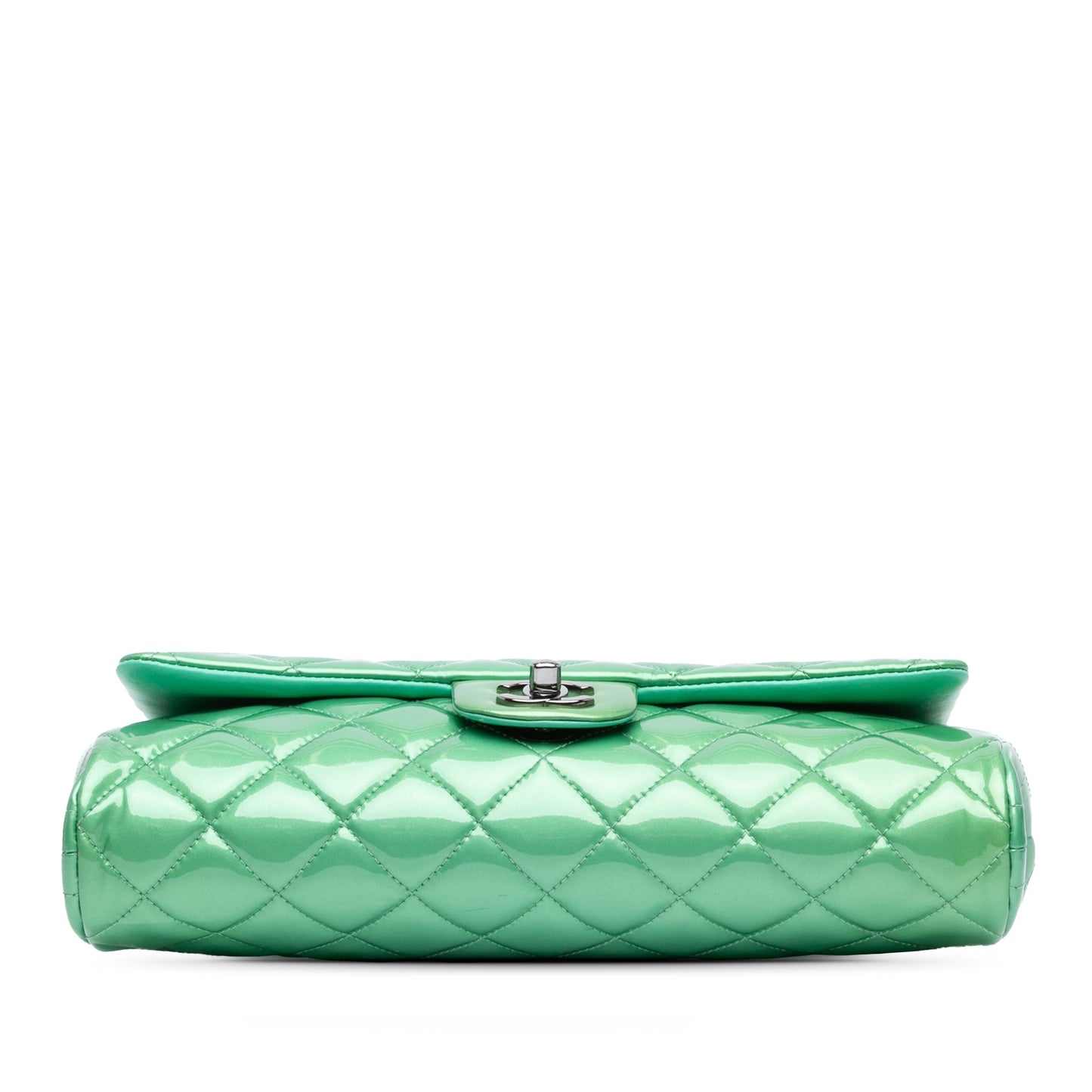 Green Chanel CC Quilted Patent Clutch with Chain Shoulder Bag